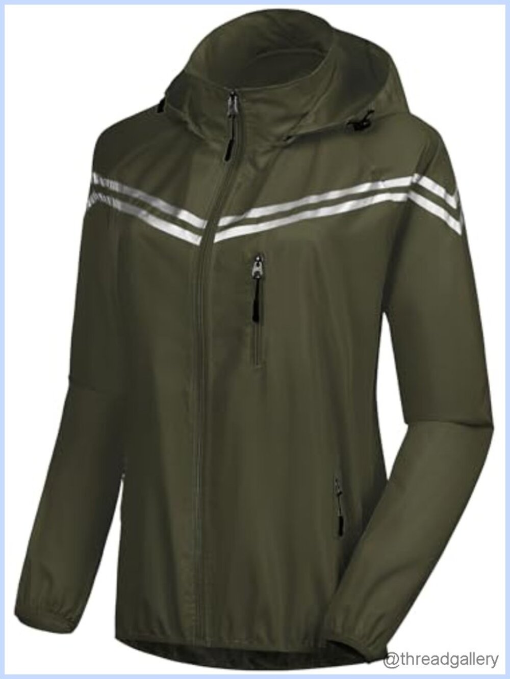 Women's Lightweight Packable Rain Jacket UPF 50+ Hooded Reflective Cycling